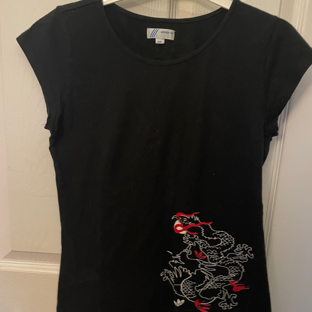 Adidas Black T-Shirt with Dragon Design